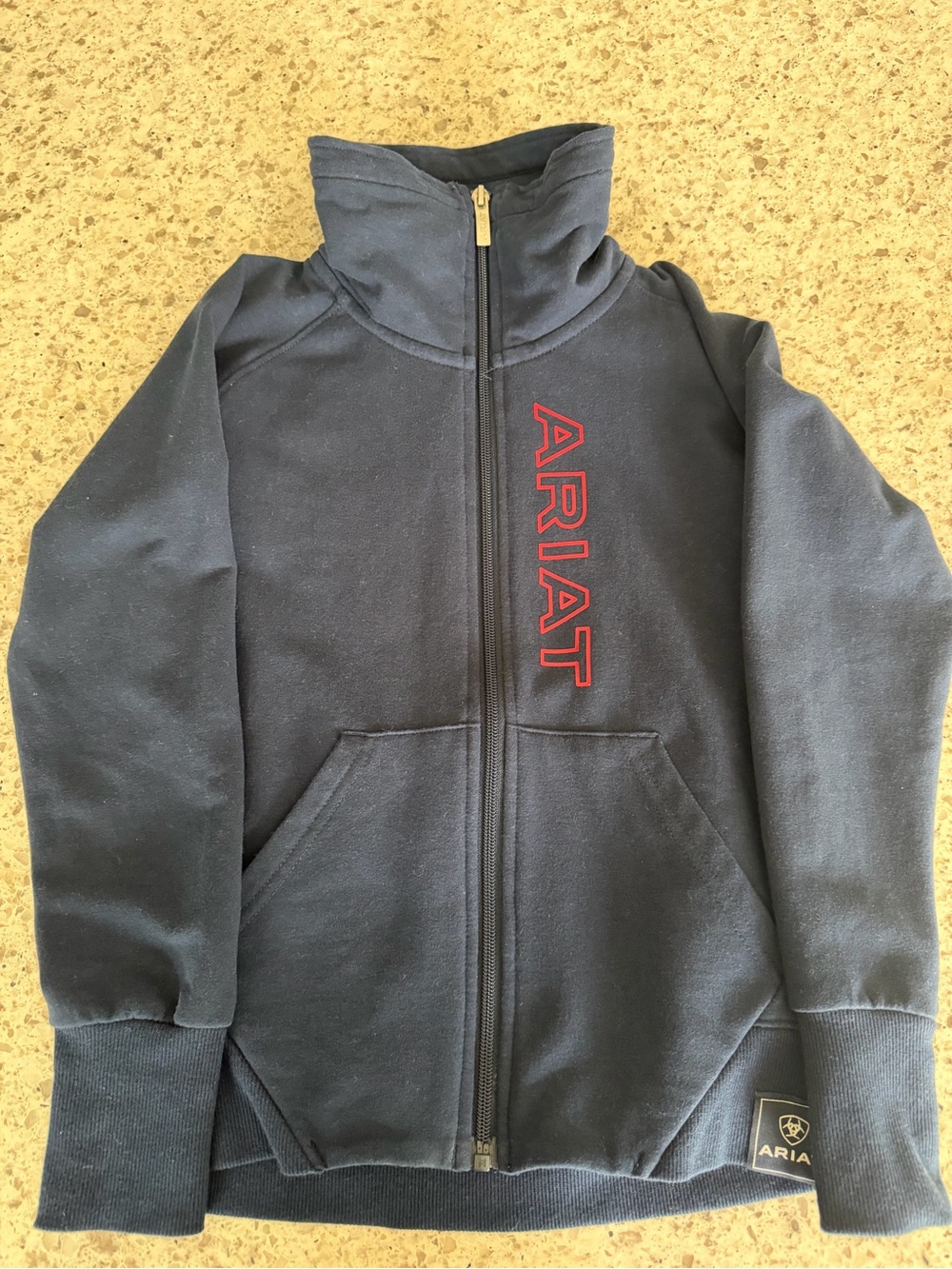 Ariat Navy Full-Zip Kids Jacket with Red Logo